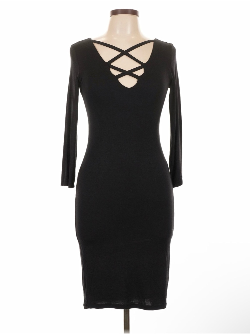 Black Crisscross Front Bodycon Dress